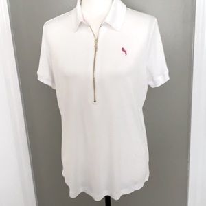 🍋Pappagallo White Polo, Gold Zipper, Large